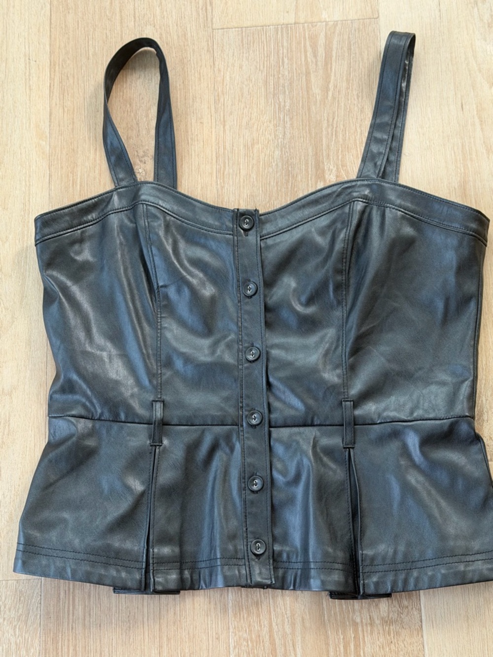 PAIGE Black Faux Leather Top